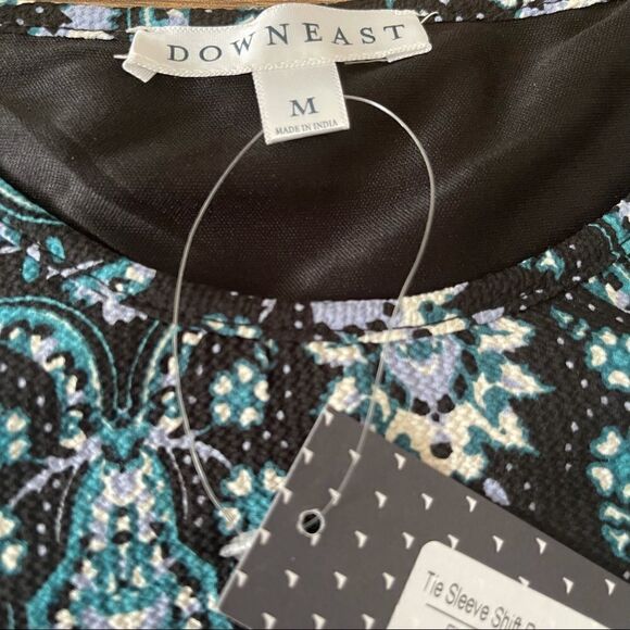 NWT DownEast Green Geo Tie Sleeve Shift Dress Size Medium New With Tag - Picture 12 of 14